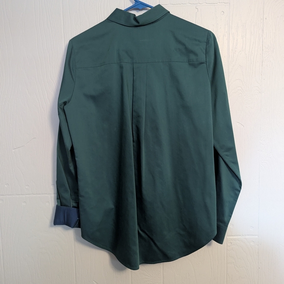 Foxcroft Women's Green and Royal Blue Button Up Shirt - Picture 3 of 4